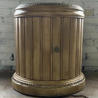 Vintage Cerused Olive Ash Burl Fluted End Table 