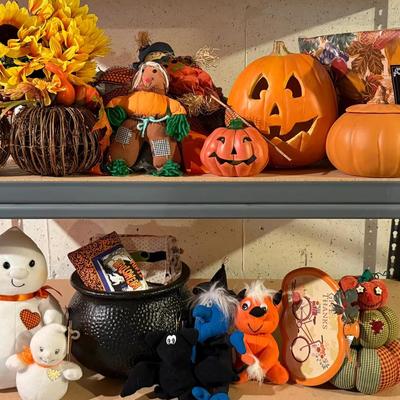 Fall & Halloween Themed Decor With Flowers, Plush, Lighted Pumpkin ++