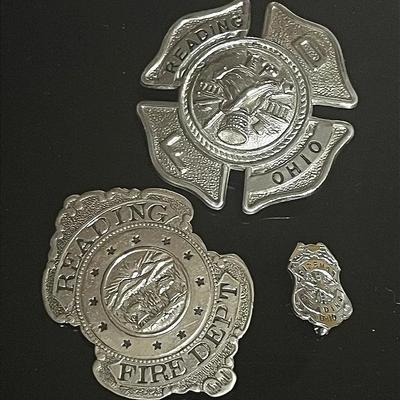 Reading Ohio Fireman Badges and Pin