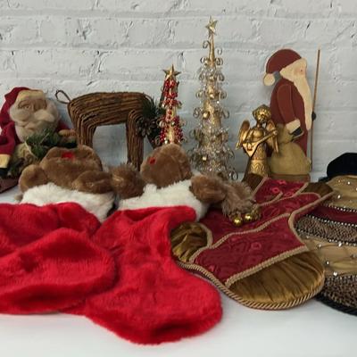Christmas Decor With Santas, Stockings, Trees And More 