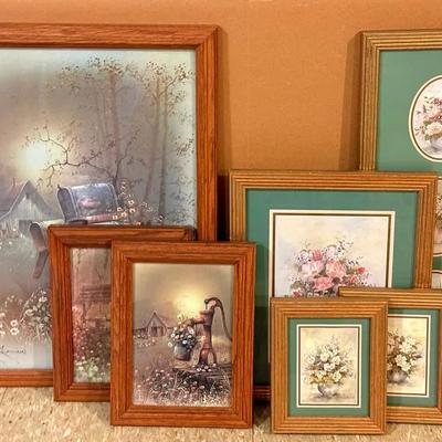 Framed Art Prints By Andres Orpinas & Floral Home/Wall Decor Pieces (7 Total)