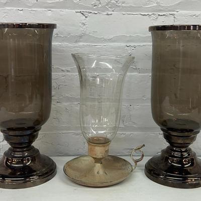 Metal Candle Holders With Glass Shades