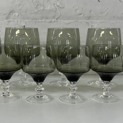 Mid Century Modern Smoked and Clear Glassware