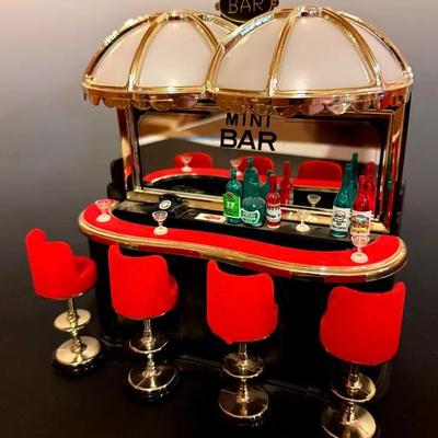 Miniature Lighted Bar Scene By Imperial Royal, Vintage