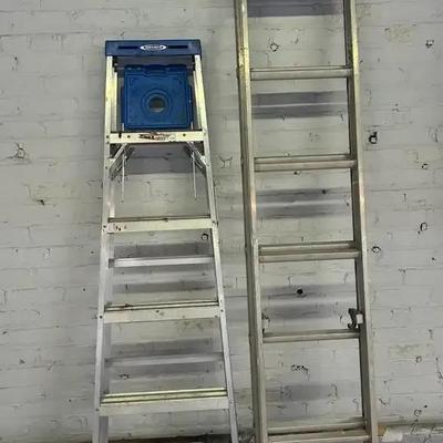 A 6' Werner Painter's Ladder with an Older 10' Extension Ladder