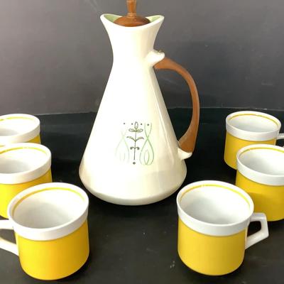 Vintage Mikasa Coffe Mugs And “Boutonniere” Coffee Carafe