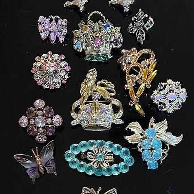 Vintage Rhinestone Brooches and Scatter Pins