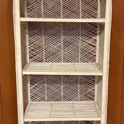 White Wicker/Rattan Arched Shelf