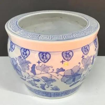 Blue And White Fishbowl Planter 