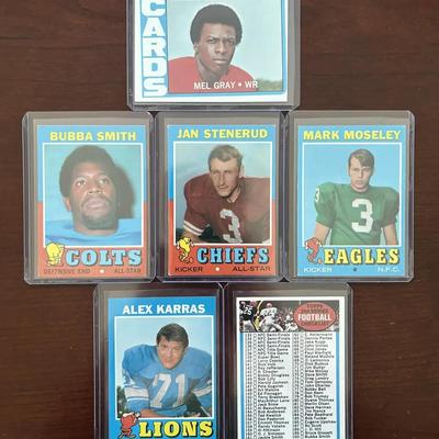1971/1972 Football Cards. Bubba Smith, Jan Stenerud, Mark Moseley, Alex Gray, and More