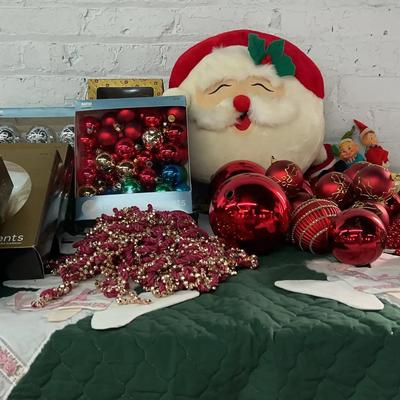 Christmas Decor With Martha Stewart Ornaments, Vintage Christmas Tree Skirt, Elves, Ribbon And More