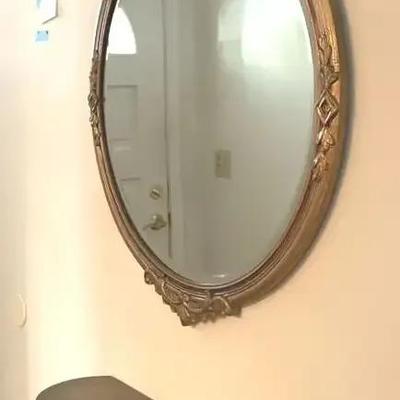 Wood Gilt Wall Mirror And Shelf 