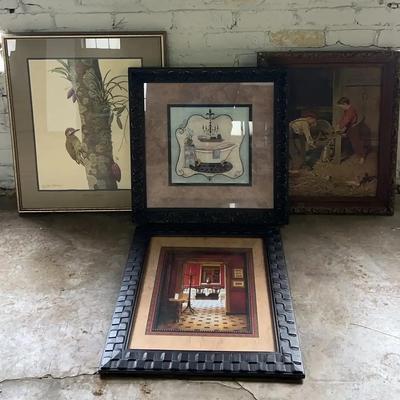 Four Prints With A Signed Don Eckleberry Print Of A Woodpecker And More