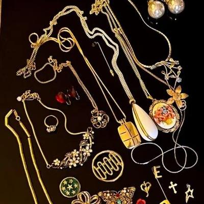 Vintage Goldtone Costume Jewelry with Marked