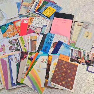 Assortment Of Unused Cards For All Occasions, With Writing Pads