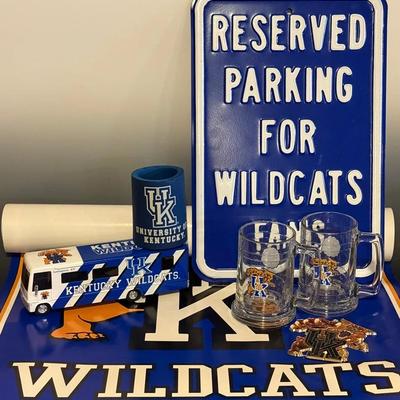 Kentucky Wildcats Collectibles With Parking Sign, Diecast Winnebago, Poster, Mugs, Etc