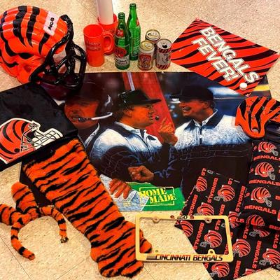 Other Vintage Cincinnati Bengals NFL Collectibles With Inflatable Party Helmet, Fabric, Rare Poster