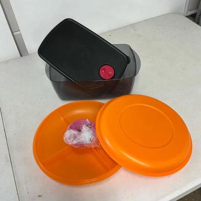 NIP Tupperware Relish Tray & Large Container