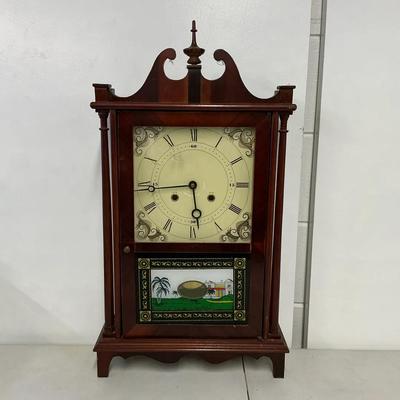 Mahogany Pillar & Scroll Clock
