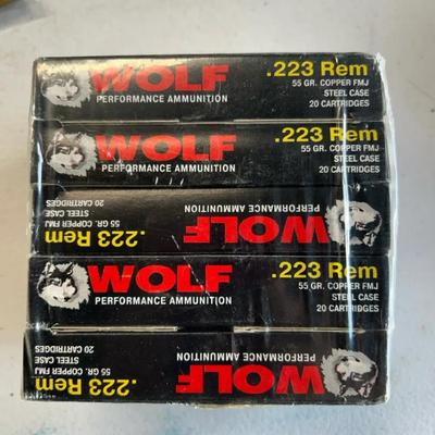 Wolf .223 Rem 55 Gr Copper FMJ Lot Of 5