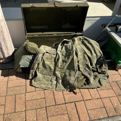 Army Trunk, Water Bottle, Ground Cover