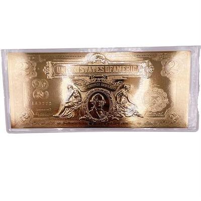 Sale Photo Thumbnail #28: Lot 107  
Gold Dip 23 kt 2003 $2 Gold Certificate With COA