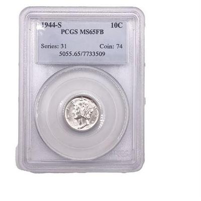 Sale Photo Thumbnail #18: Lot 053  
1944-S PCGS MS 65 Mercury Dime