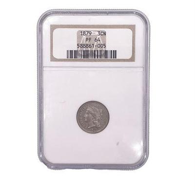 Sale Photo Thumbnail #4: Lot 051   
NGC Graded 1879 Three Cent Nickel PF 64
