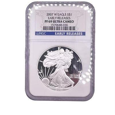 Sale Photo Thumbnail #17: Lot 052   
2007 W Eagle S$1 Early Release PF 69 Ultra Cameo NGC Graded