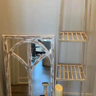 Shabby Chic Plant Stand, Candleholders & Mirror