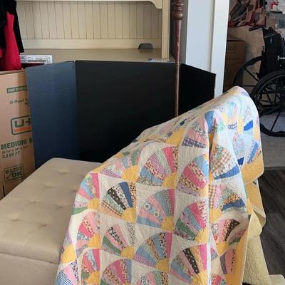 Floor Lamp, Handmade Quilt, & Storage Bench