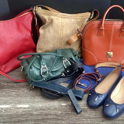 Purses: Dooney & Bourke, Coach, & Cole Hahn & RL Flats 