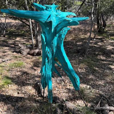 2 Salvaged Painted Tree Stumps