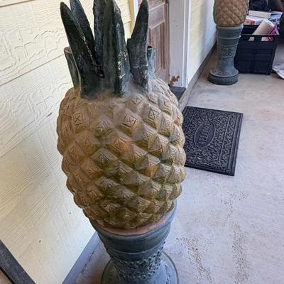 Set Of Vintage Pineapple Pots plus Stone Pineapple Statue 