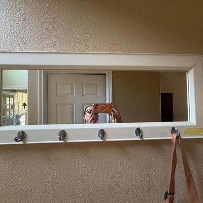 White Mirror With 5 Hooks