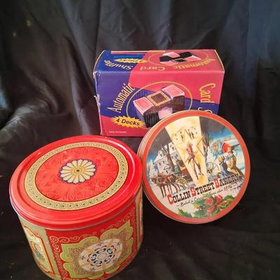 CARD SHUFFLER AND TINS