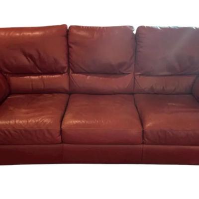Red Leather Sofa 