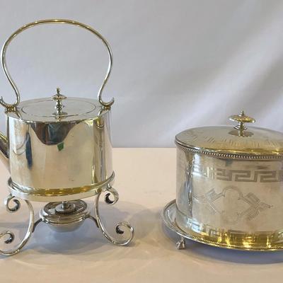 Tea Pot/Kettle with Stand and Biscuit Box Or Tea Caddy London