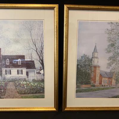 Caesar Montirano (Artist): Taliaferro- Cole House And Bruton Parish Church Williamsburg, VA