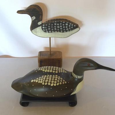 Wooden Loon Decoys, Including Hand carved Signed Loon 