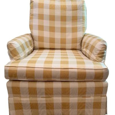 Yellow Checkered Fabric-covered Chair
