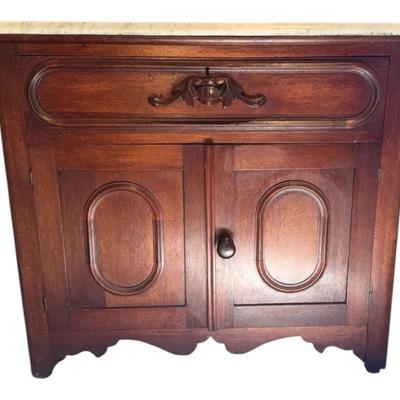 Wooden night stand/side table with marble top
