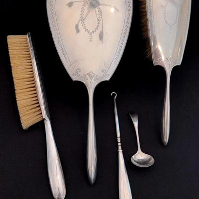Birks Sterling Silver brushes/mirror vanity set - see picture of weights 
