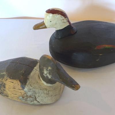 Two Wooden Hand Carved Duck Decoys