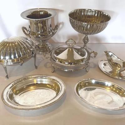 Collection Of Silver Plated Serving Pieces, Lot 1