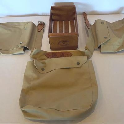 Canvas And Leather Shooting Bag And Small Wooden Box With King Ranch Logo