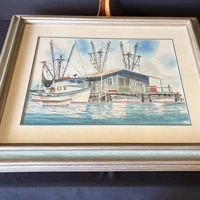 Fishing Trawlers & Marina Watercolor