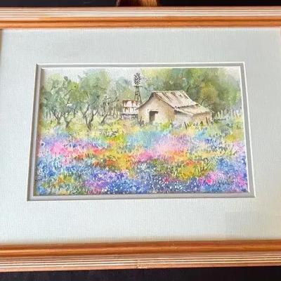 Barn & Blue Bonnets  Watercolor