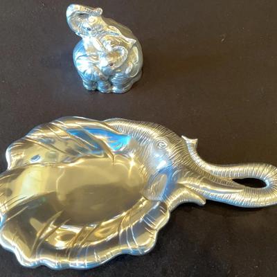 Arthur Court Vintage Elephant Paperweight and Serving Dish