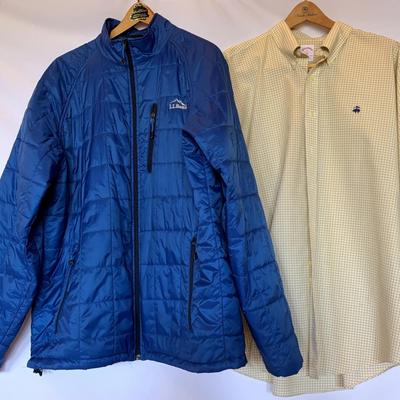 Extra Large LL Bean Men's PrimaLoft Packaway Jacket And Brooks Brothers Men’s Shirt